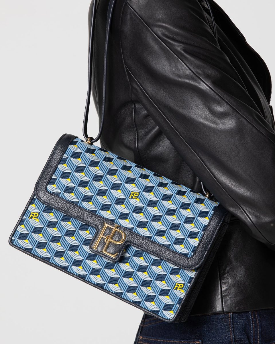 FLP Ladies First 24 Blue Saga Jacquard and Calfskin Leather
