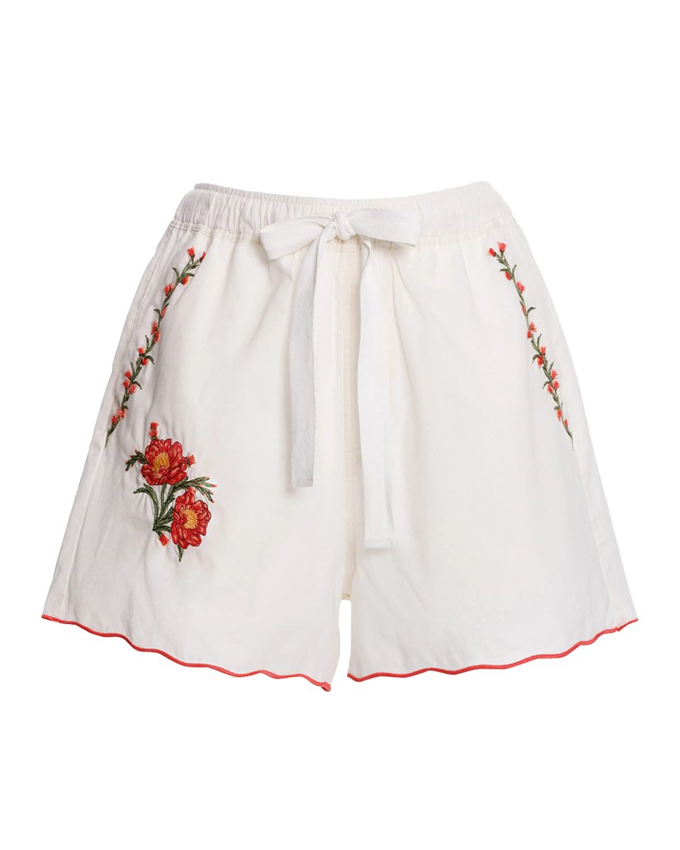 Agua Bendita Watts Nacar Embroidered Cotton Linen Shorts