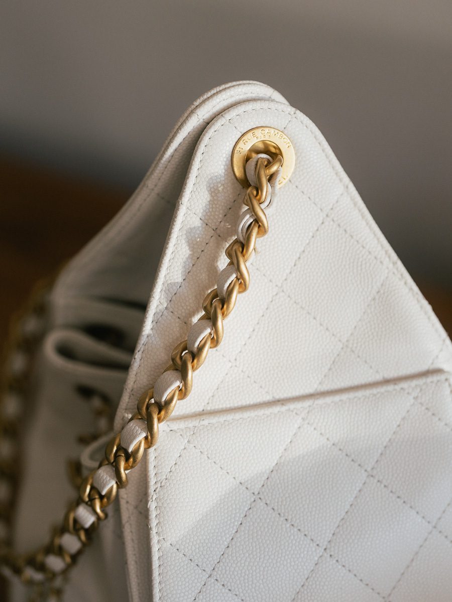 Small Chanel 25 Bag Chain Strap Detail Small Chanel 25 Bag Chain Strap Detail