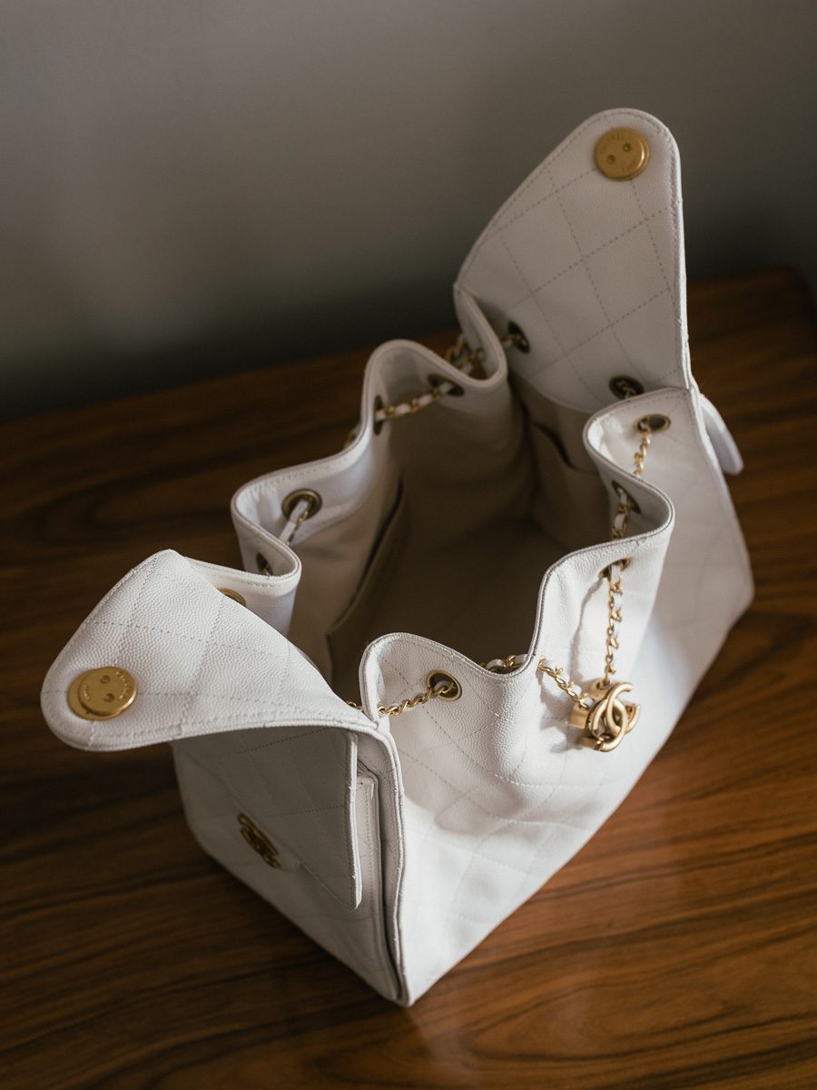 Small Chanel 25 Bag Opened Interior Small Chanel 25 Bag Opened Interior