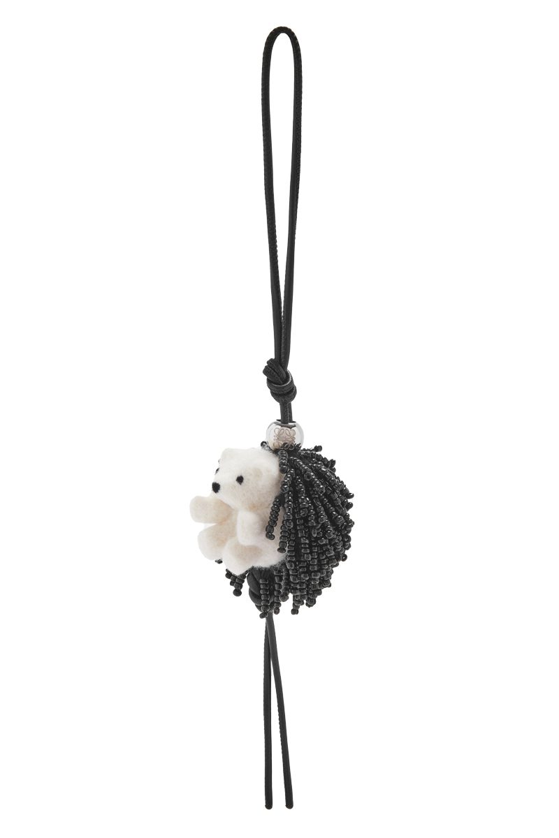 loewe Hedgehog charm in felt beads and calfskin