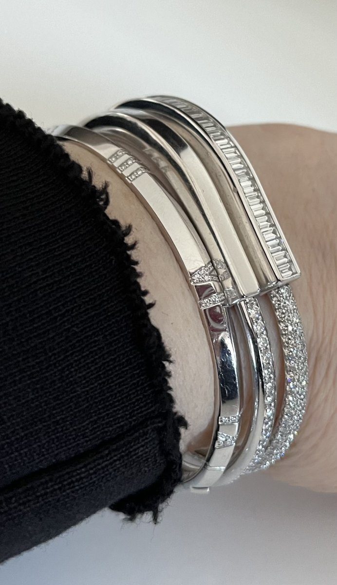 tiffany Two Tiffany Locks and Narrow Atlas bracelet tiffany Two Tiffany Locks and Narrow Atlas bracelet