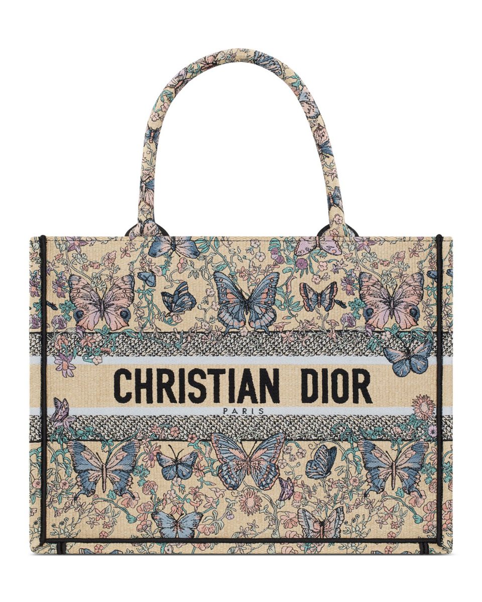 DIOR Medium Dior Book Tote raffia Toile de Jouy Papillon embroidery DIOR Medium Dior Book Tote raffia Toile de Jouy Papillon embroidery