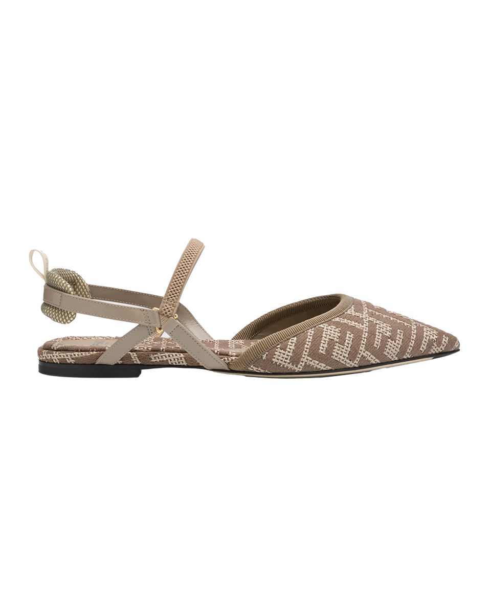 fendi Colibri Lite FF Raffia Slingback Flats