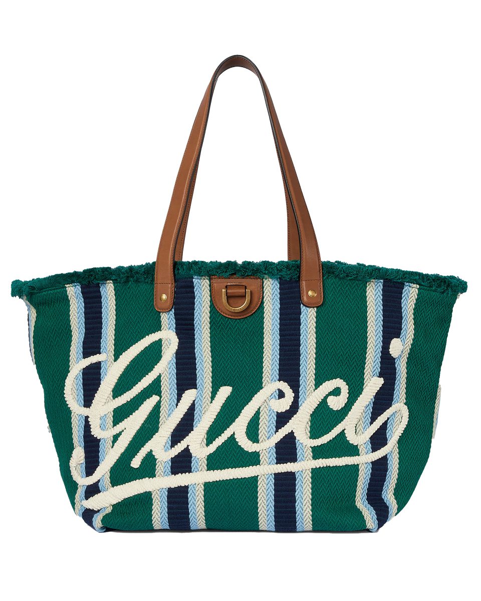 gucci Embroidered medium canvas tote bag