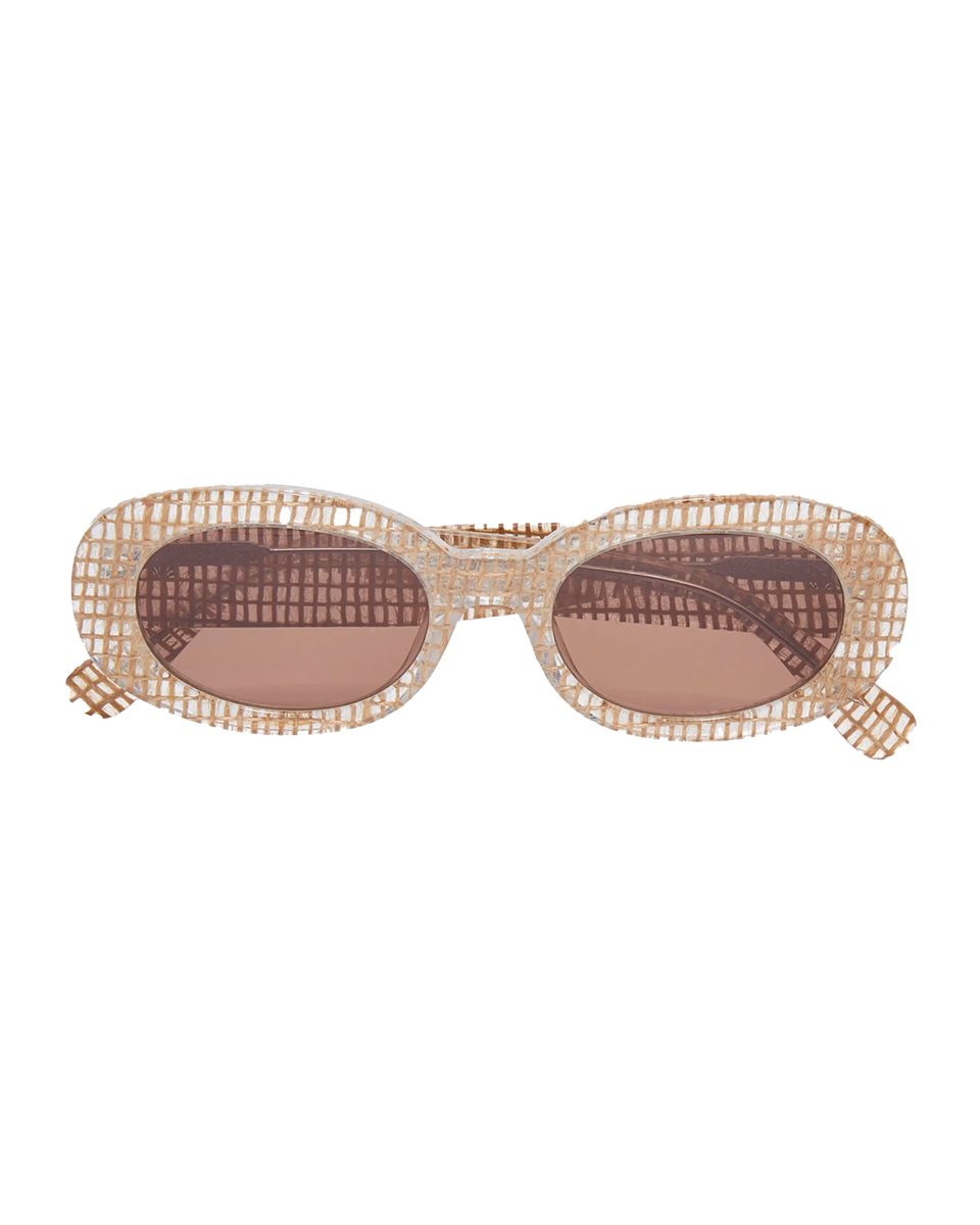 lele sadoughi Oceanside Raffia Acetate Oval Sunglasses