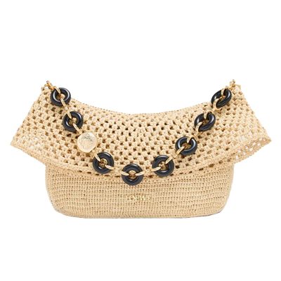 loewe Medium Ola bag in raffia and calfskin
