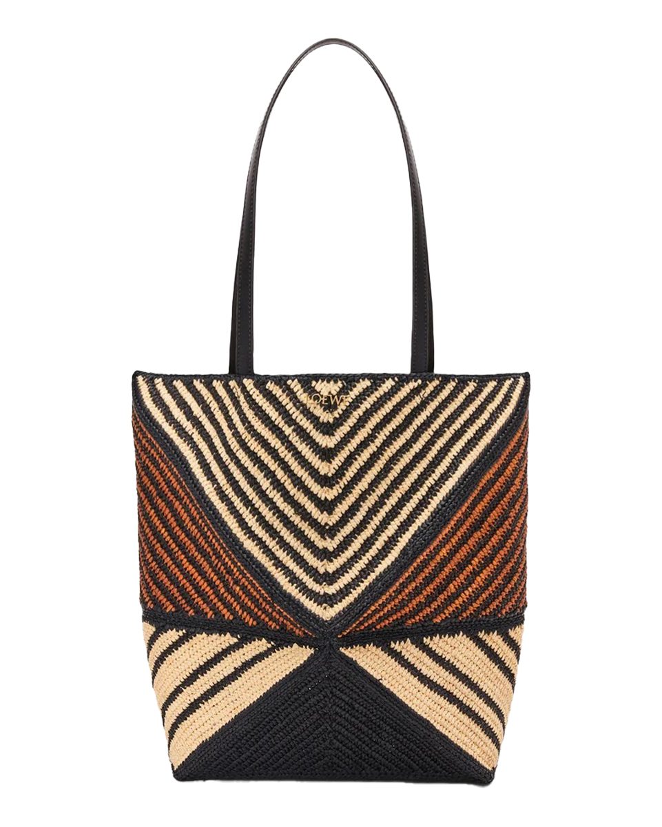 loewe puzzle Fold Tote in raffia