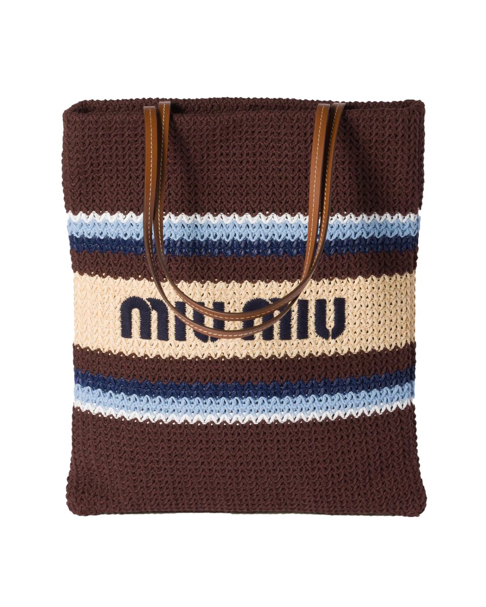 miu miu Raffia effect woven tote bag miu miu Raffia effect woven tote bag