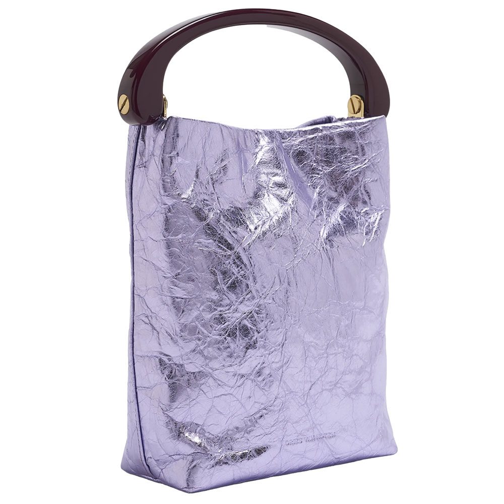 Dries Van Noten★シワ加工 メタリックツイストハンドバッグ Dries Van Noten Twister Small Metallic Top-Handle Bag