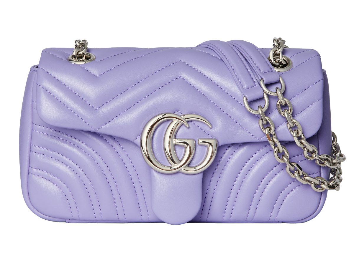 Gucci GG Marmont small shoulder bag in Lilac Leather Gucci GG Marmont small shoulder bag in Lilac Leather