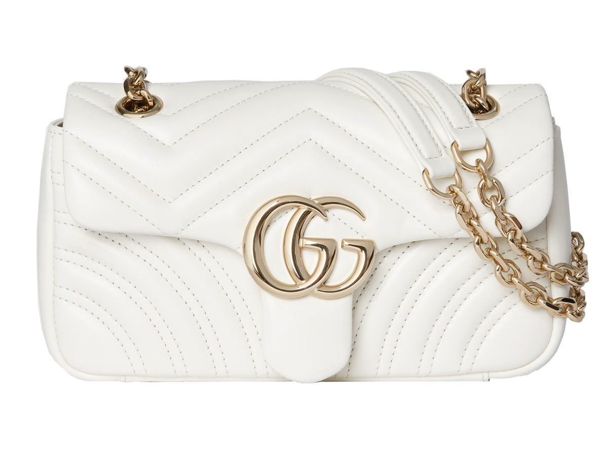 Gucci GG Marmont small shoulder bag in White Leather Gucci GG Marmont small shoulder bag in White Leather