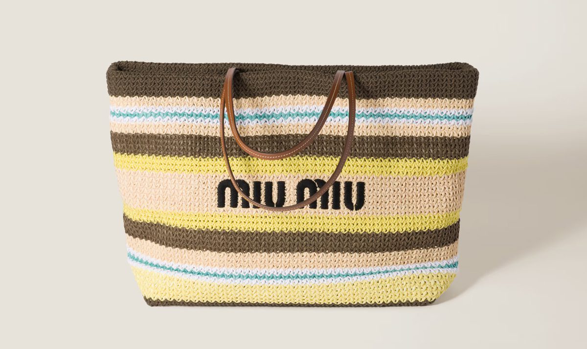 Miu Miu Raffia effect woven tote bag Miu Miu Raffia effect woven tote bag