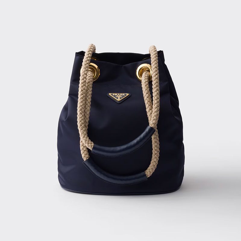 Prada Mariner Small Re-Nylon Bucket Bag in Baltic Blue