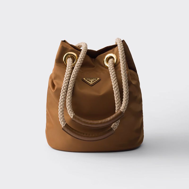 Prada Mariner Small Re-Nylon Bucket Bag in Brandy
