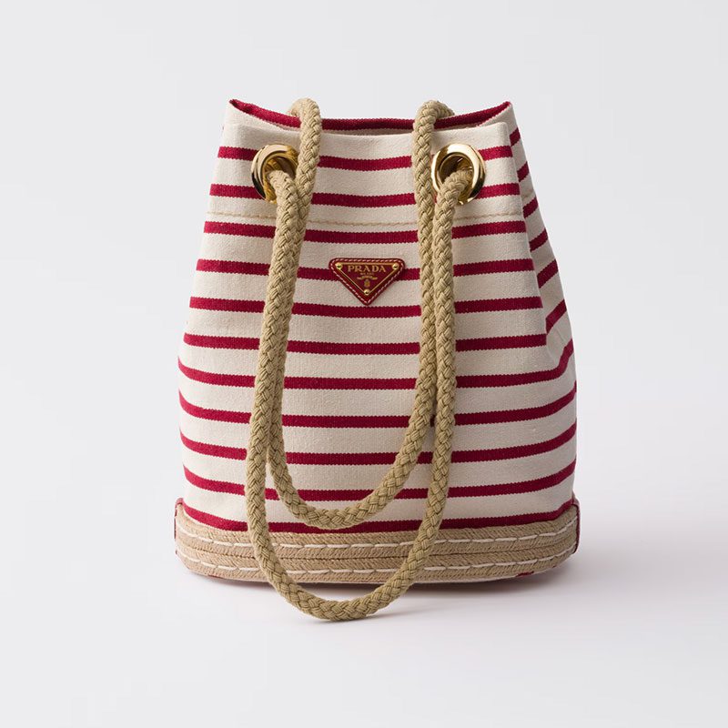 Prada Mariner small striped fabric bucket bag