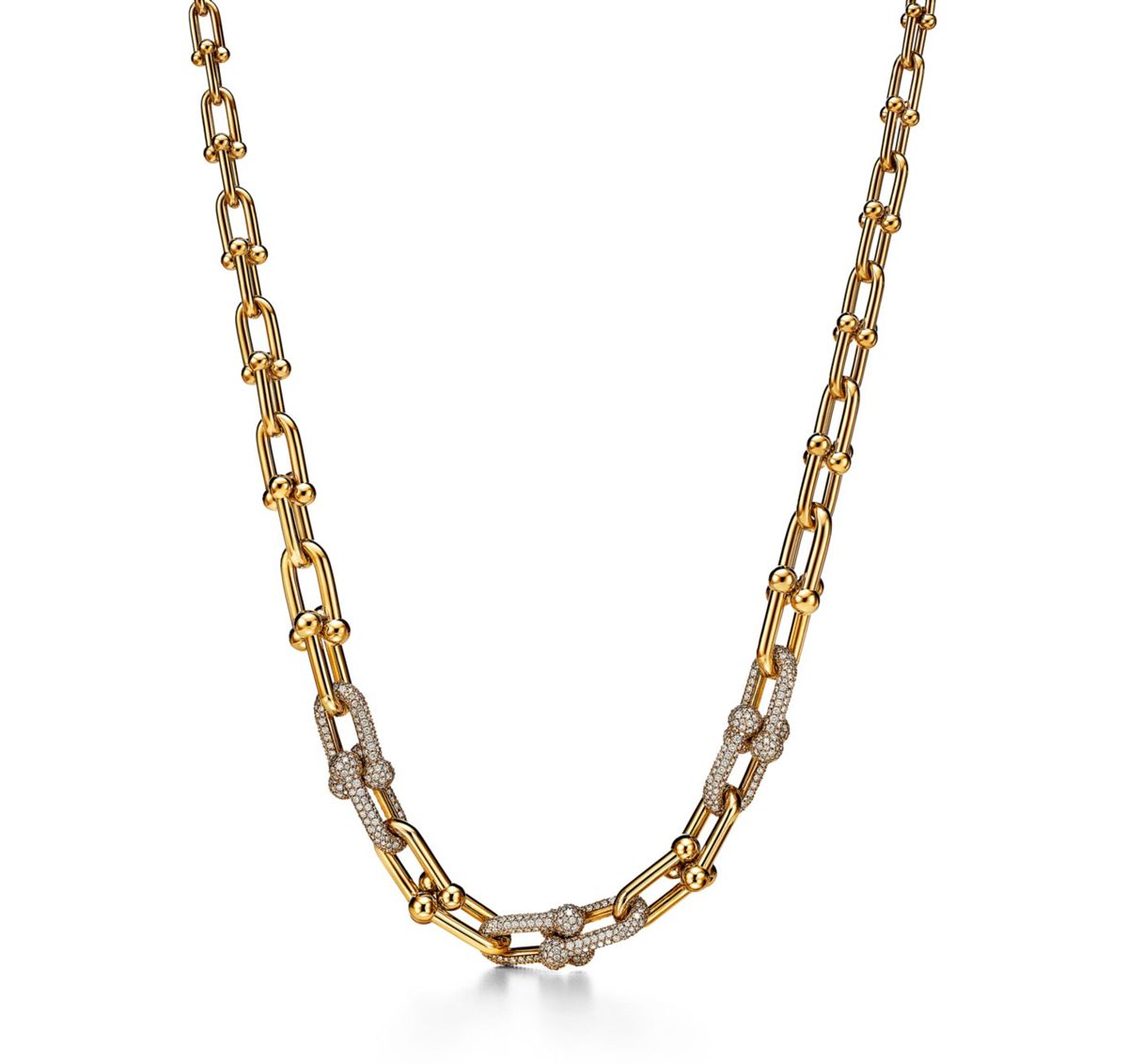 Tiffanys Graduated Link Necklace in Yellow Gold with Pave? Diamonds Tiffanys Graduated Link Necklace in Yellow Gold with Pave? Diamonds