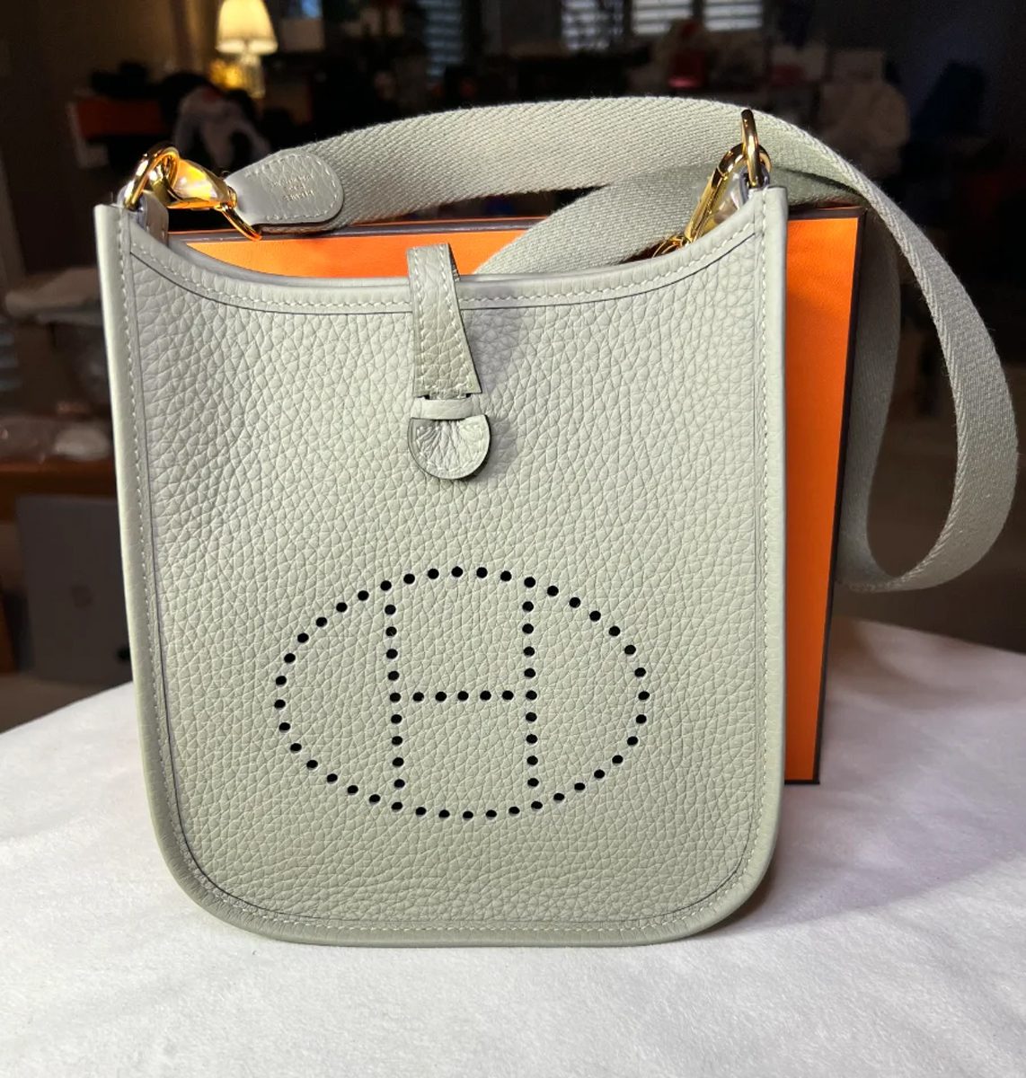 hermes Mini Evelynes in Sage hermes Mini Evelynes in Sage