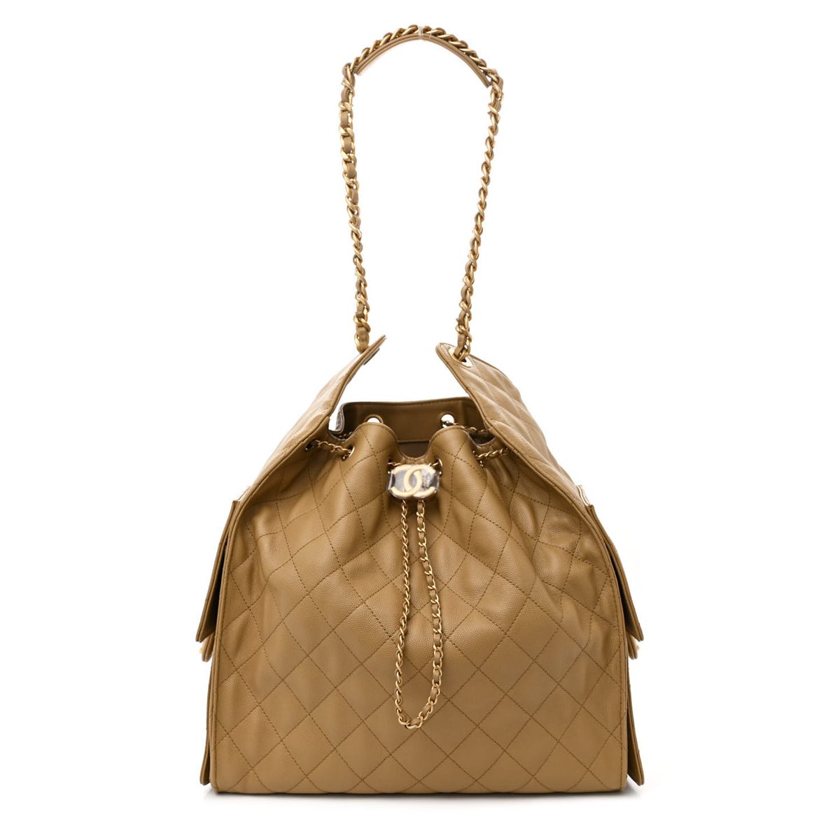 Caviar Quilted Medium Chanel 25 Handbag Dark Beige Caviar Quilted Medium Chanel 25 Handbag Dark Beige