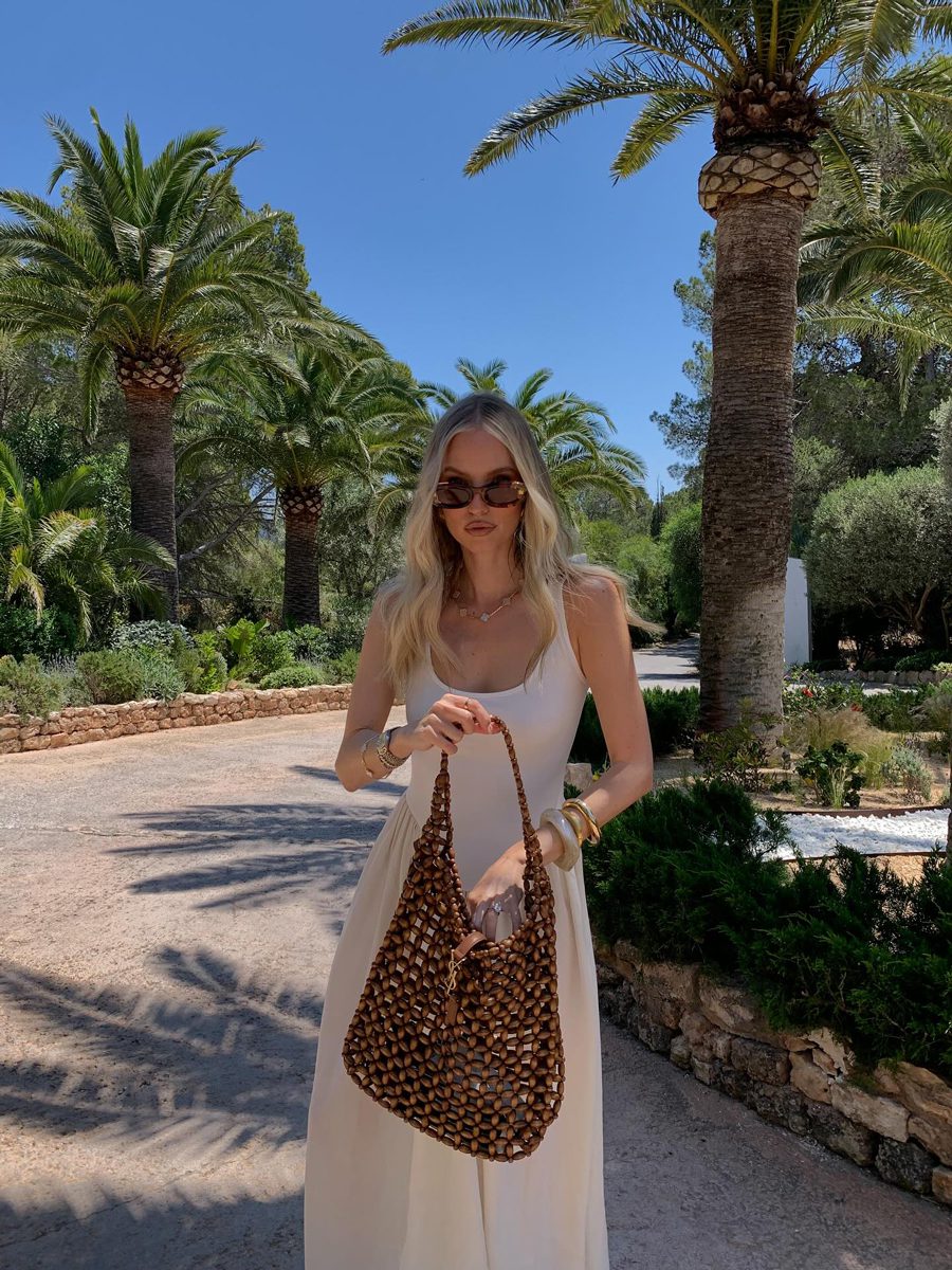 Leonie Hanne saint Laurent Wood Beaded Bag Leonie Hanne saint Laurent Wood Beaded Bag