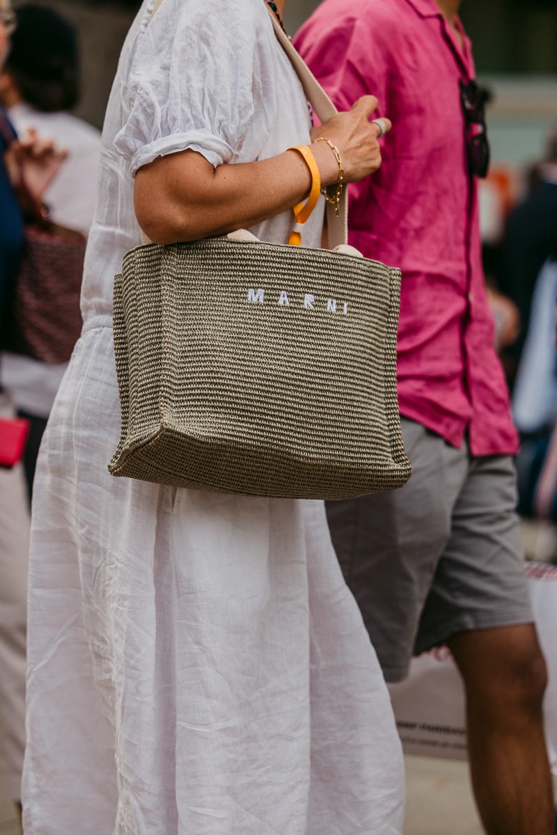 Marni Green Raffia Tote Bag
