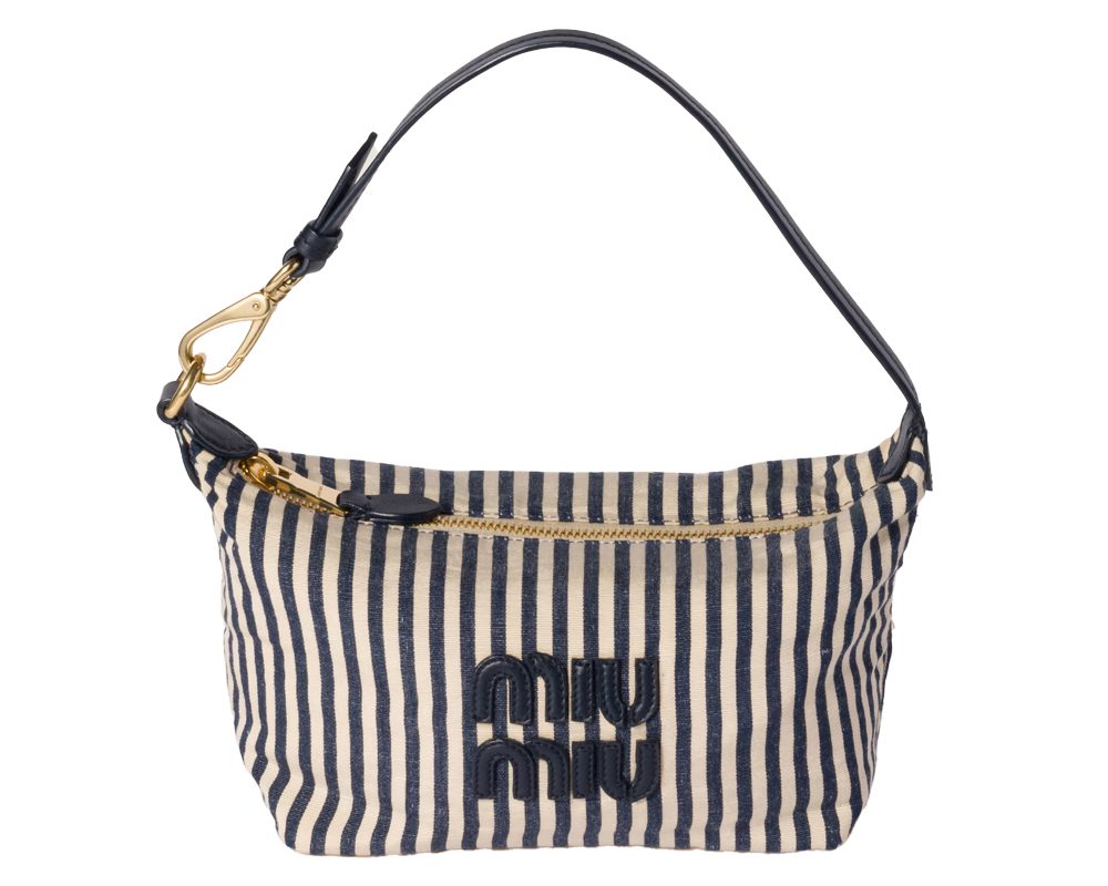 Miu Miu Striped Canvas Pouch Bag Miu Miu Striped Canvas Pouch Bag