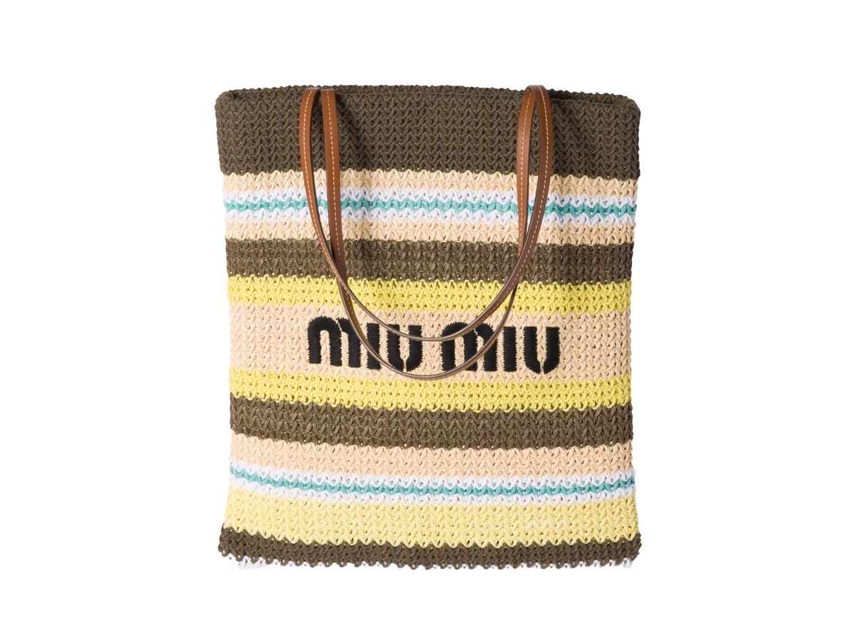 miu miu Raffia effect woven tote bag miu miu Raffia effect woven tote bag