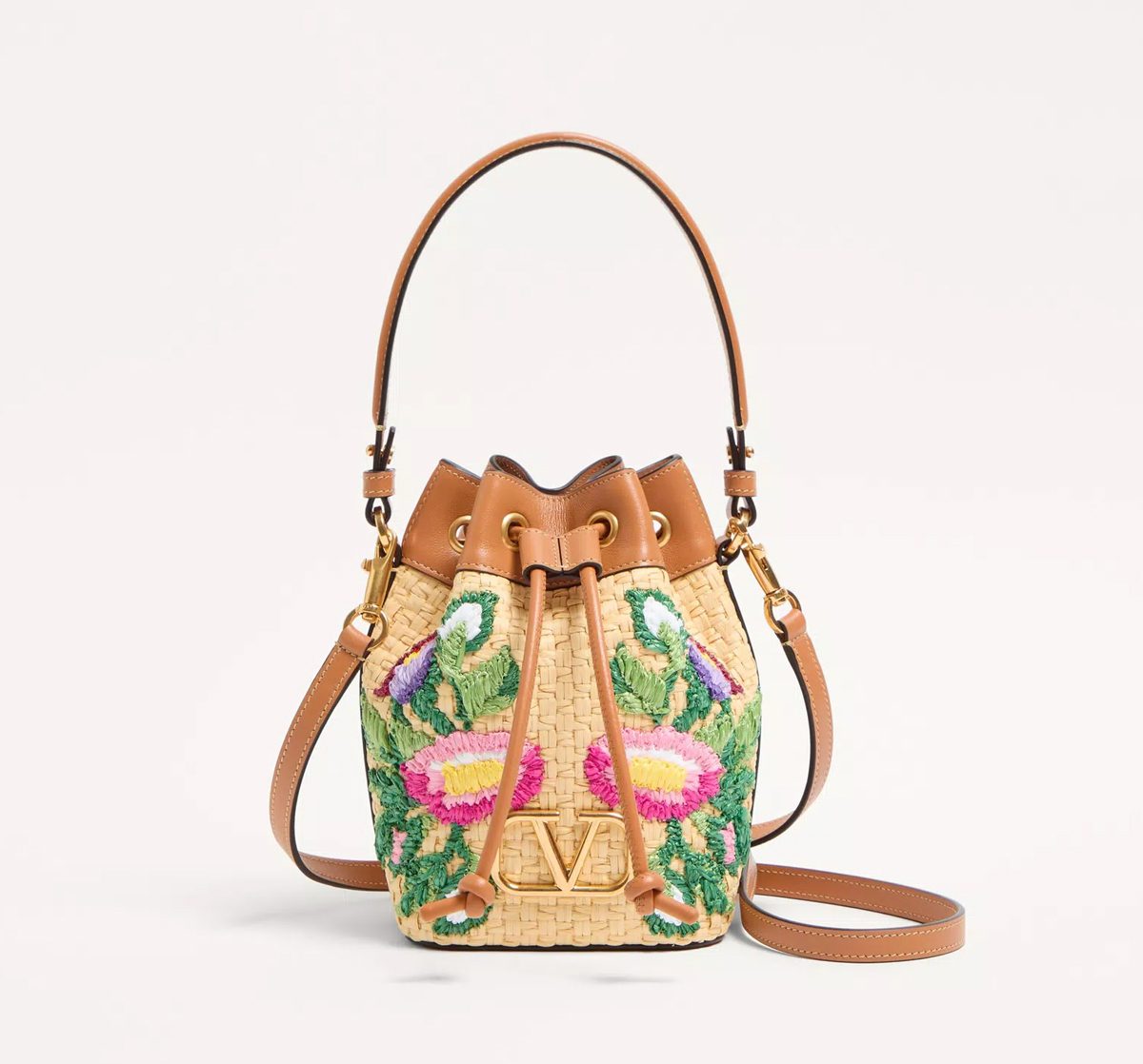 valentino Vlogo Signature Mini Bucket Bag In Raffia valentino Vlogo Signature Mini Bucket Bag In Raffia