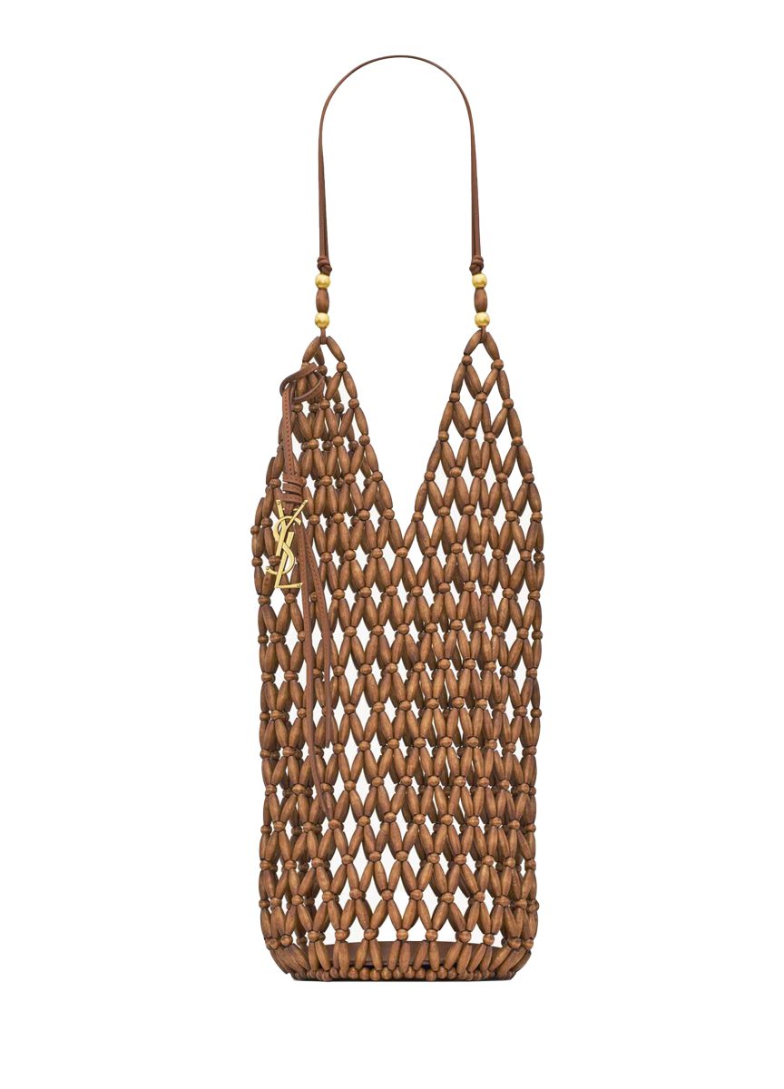 ysl supple bucket in wood beads ysl supple bucket in wood beads