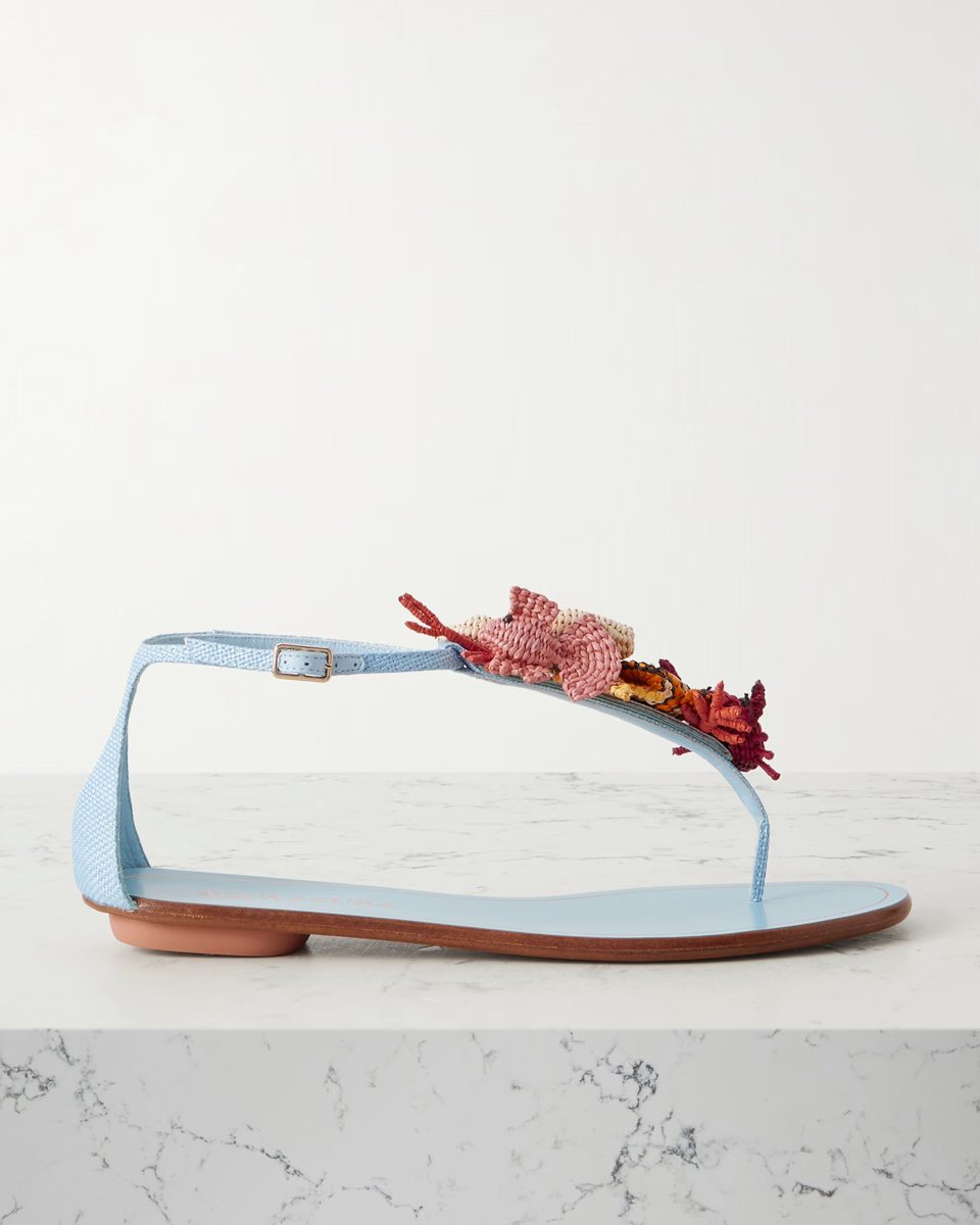 AQUAZZURA Gypsea embellished woven raffia sandals
