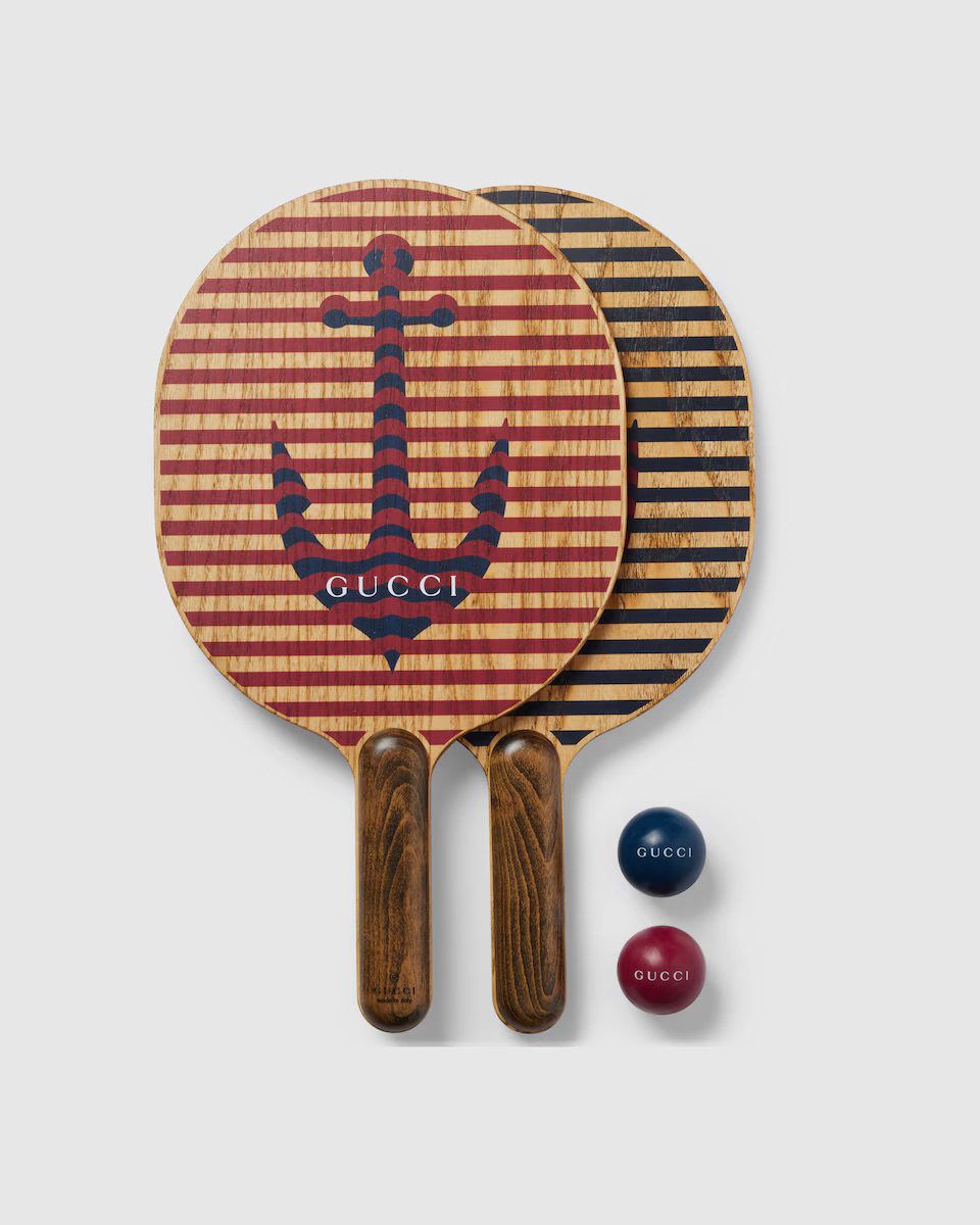 Gucci Wooden beach racket and ball set