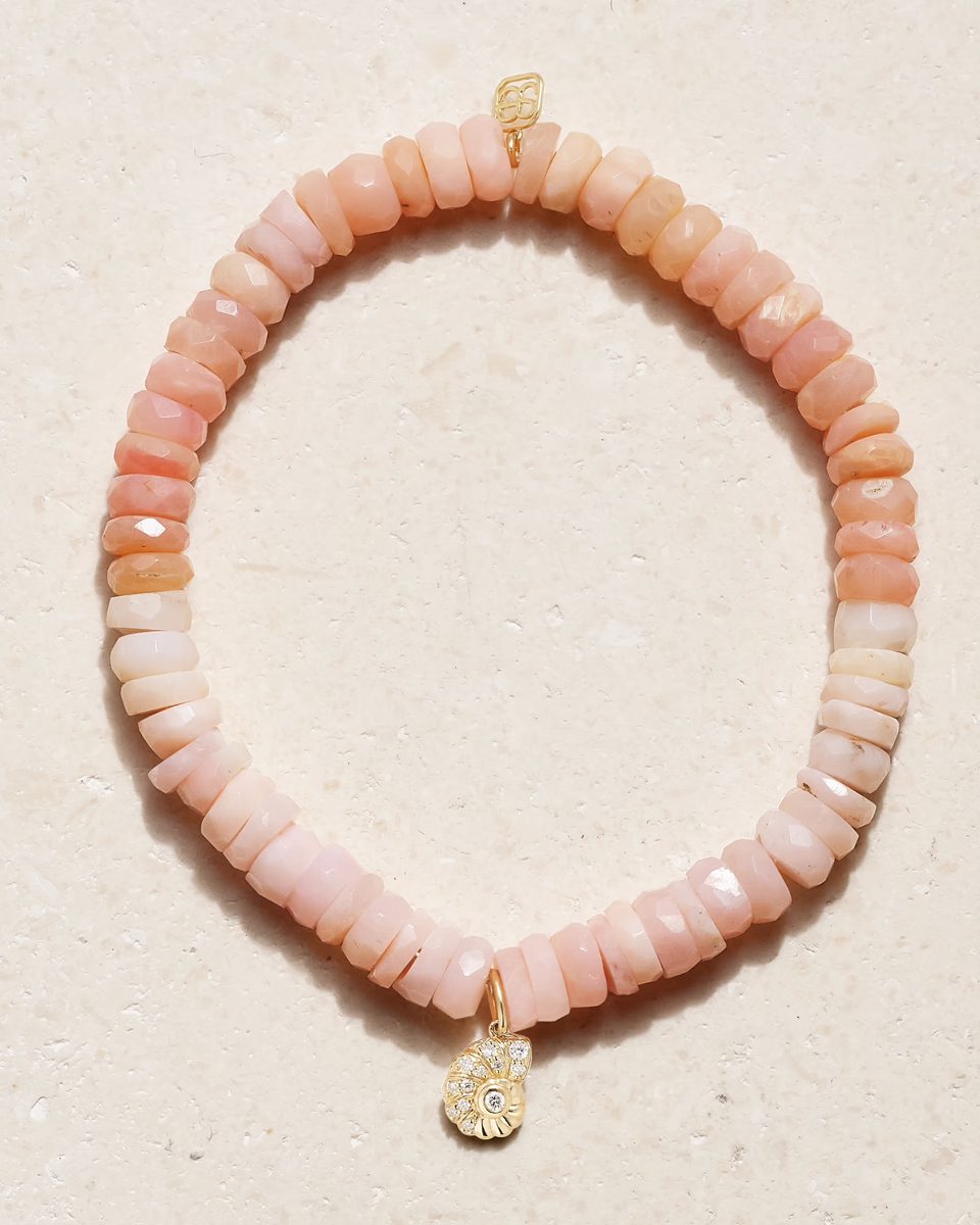 SYDNEY EVAN Small Nautilus Shell 14 karat gold, opal and diamond bracelet