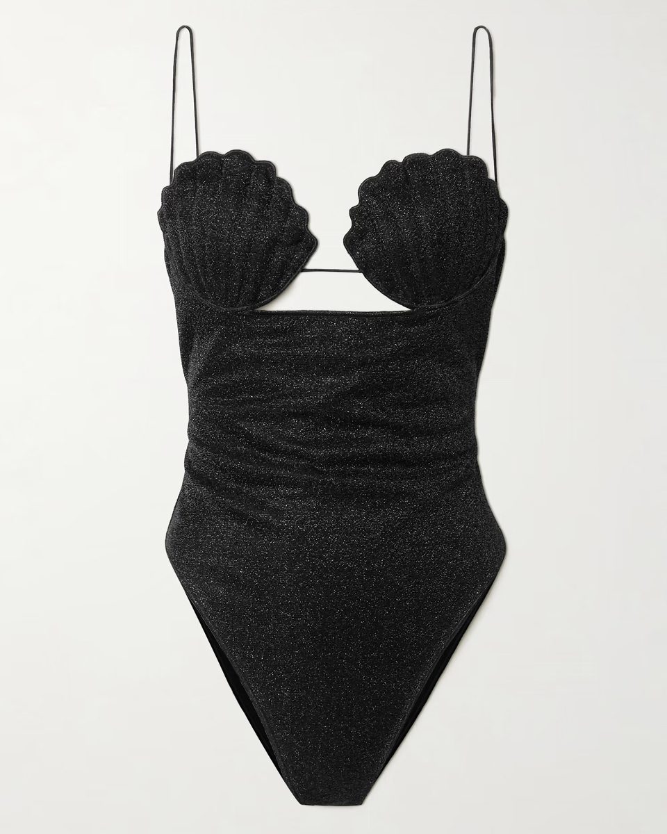 oseree Lumie?re Shell cutout Lurex swimsuit