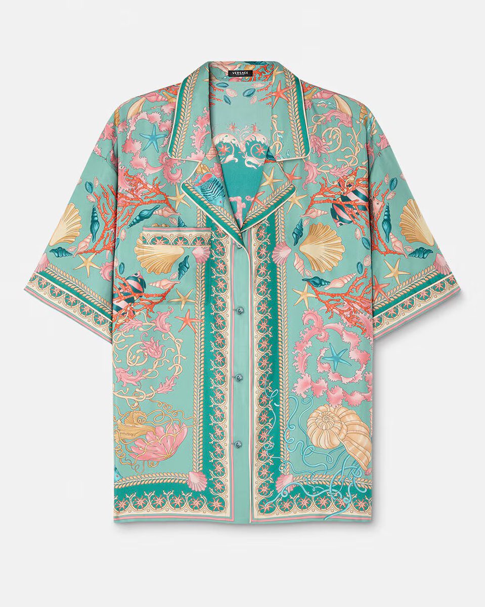 versace Underwater Barocco Silk Shirt