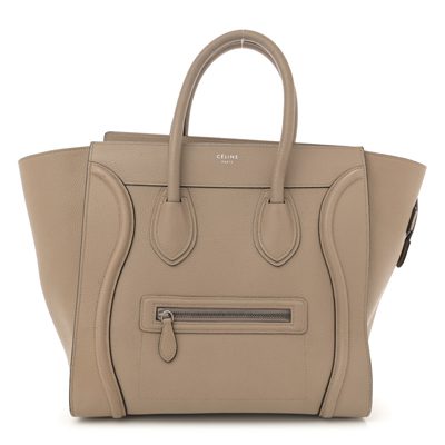 Celine Drummed Calfskin Mini Luggage Dune