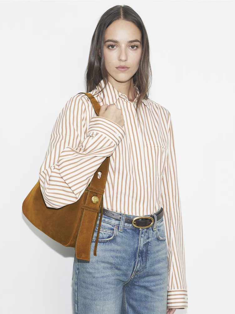 Tory Burch Romy Shoulder Bag Suede Brown