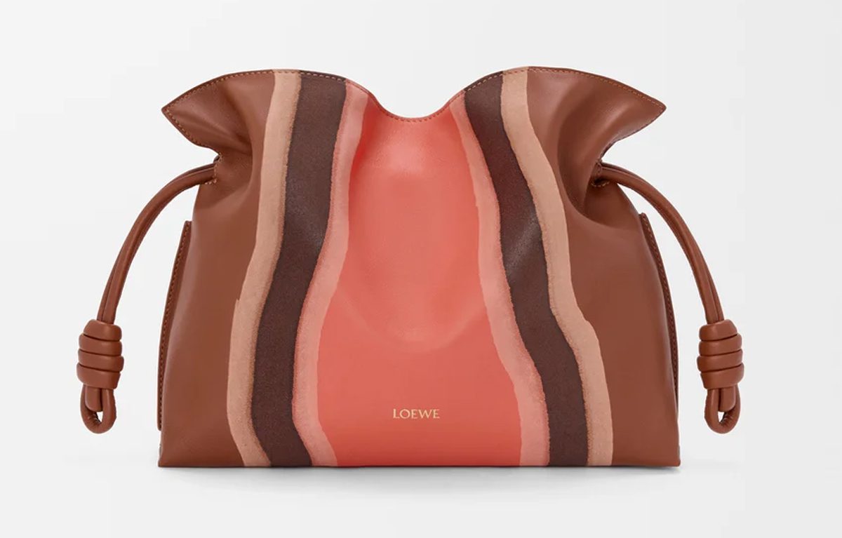 loewe Medium Flamenco clutch Landscape in nappa calfskin in pecan parrot pink loewe Medium Flamenco clutch Landscape in nappa calfskin in pecan parrot pink