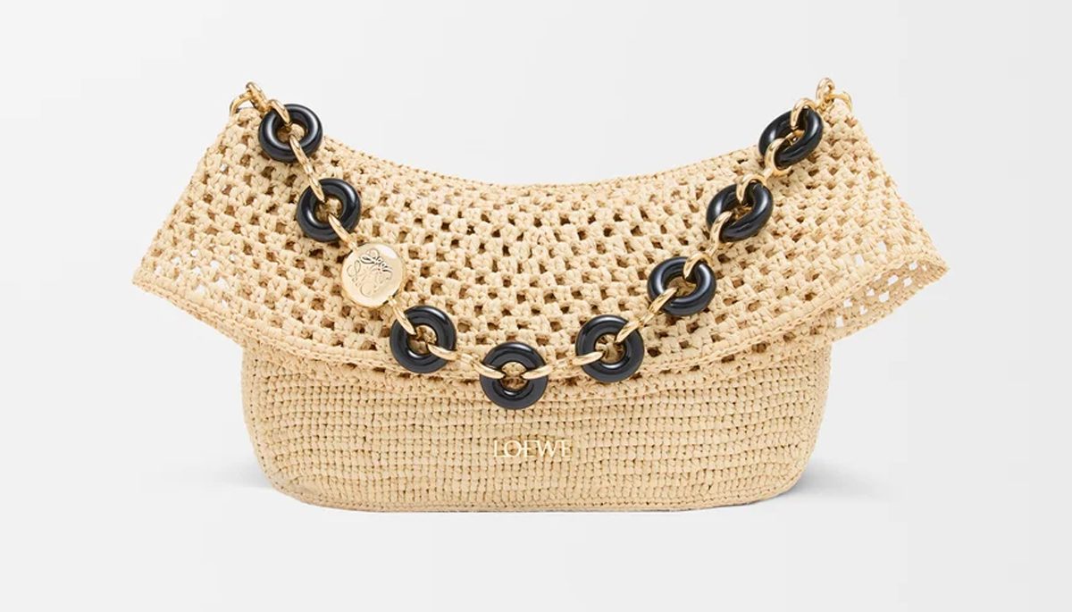 loewe Medium Ola bag in raffia and calfskin loewe Medium Ola bag in raffia and calfskin