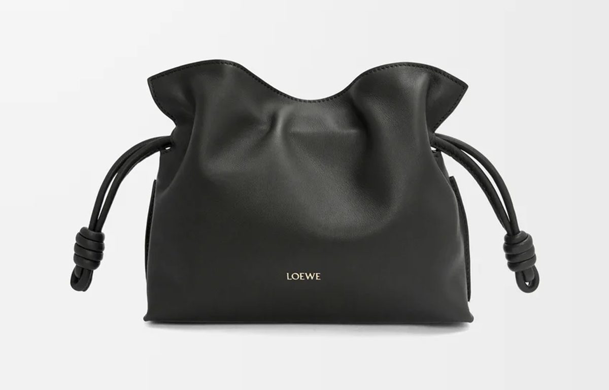 loewe Mini Flamenco clutch in nappa calfskin in black loewe Mini Flamenco clutch in nappa calfskin in black
