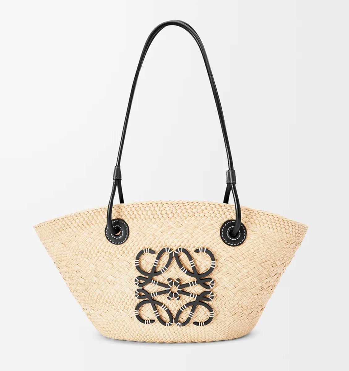 loewe Small Anagram Basket bag in iraca palm and calfskin loewe Small Anagram Basket bag in iraca palm and calfskin