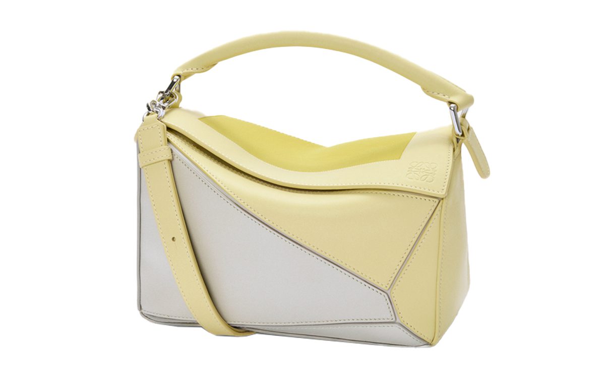 loewe Small Puzzle bag in pale gray and light citrine loewe Small Puzzle bag in pale gray and light citrine