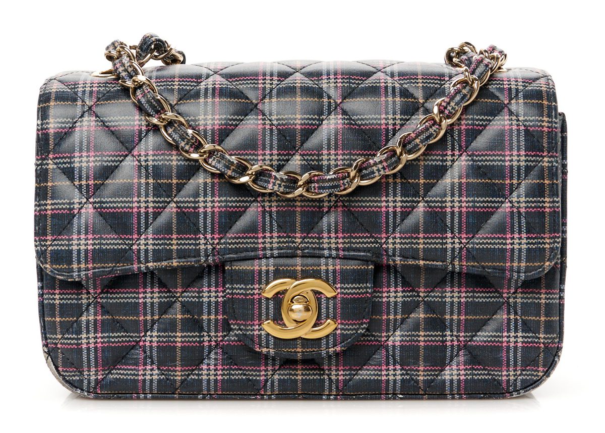 Chanel Calfskin Quilted Plaid Printed Small Single Flap
