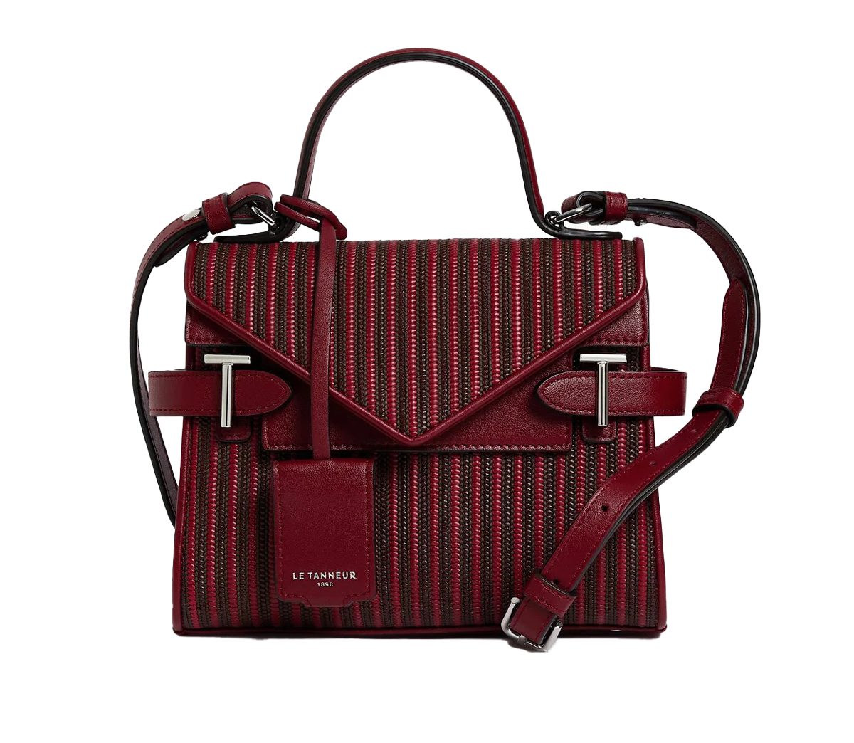 Le Tanneur Emelie small double flap handbag in braided leather