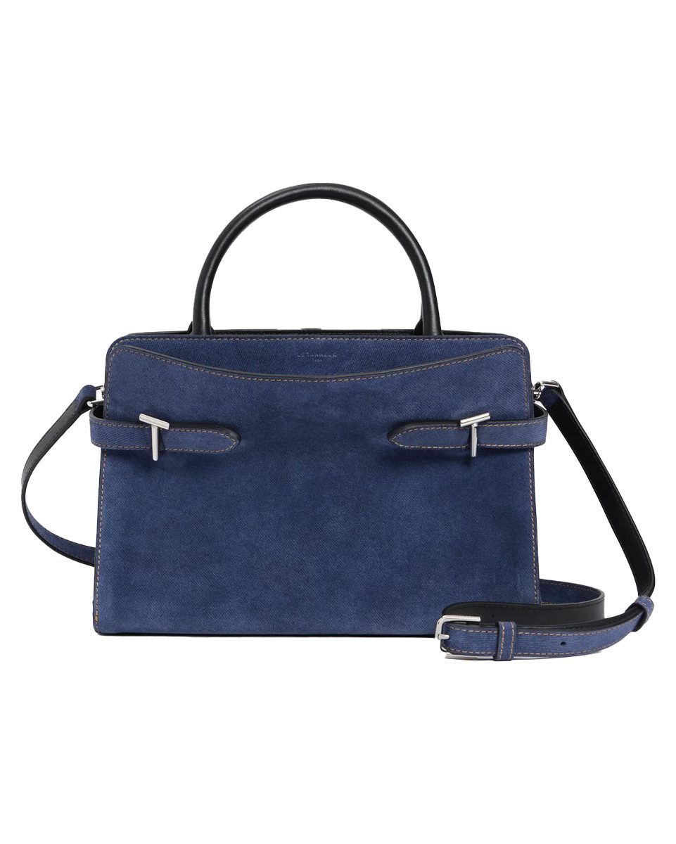Le Tanneur medium handbag in denim effect suede leather