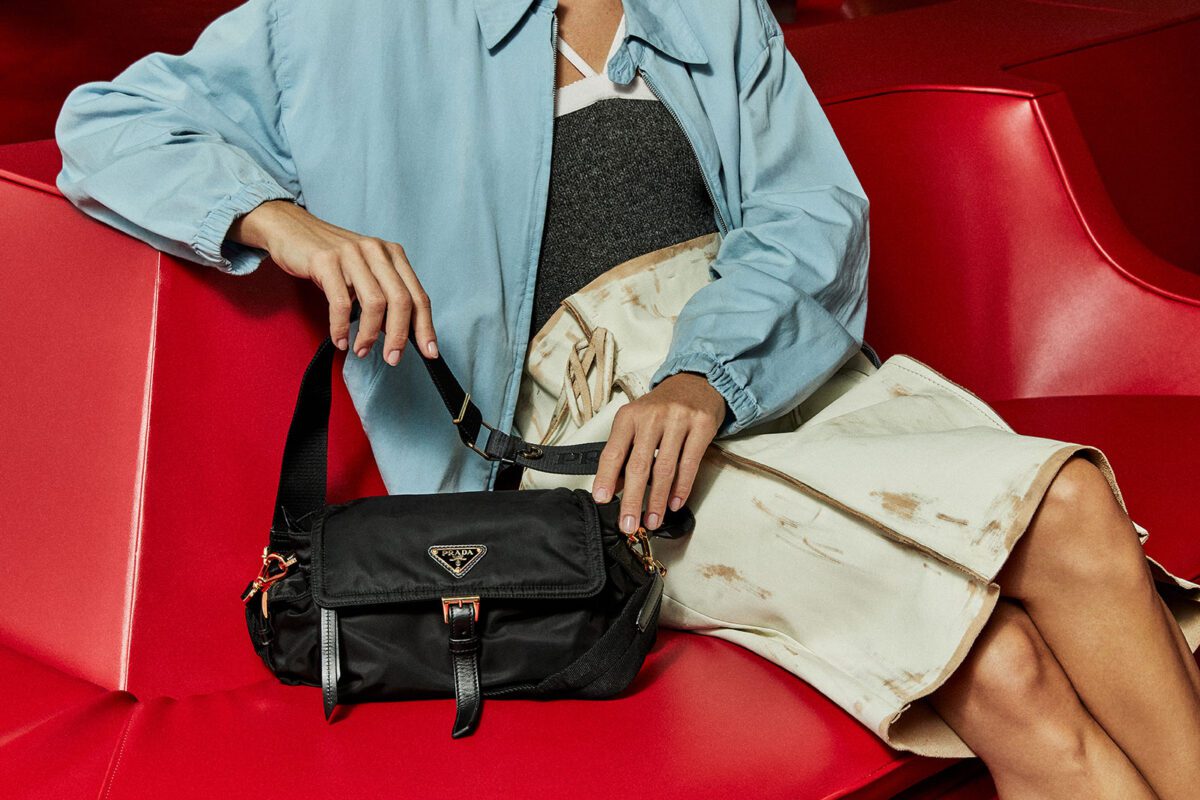 Prada Explore Medium Re Nylon Shoulder Bag with flap
