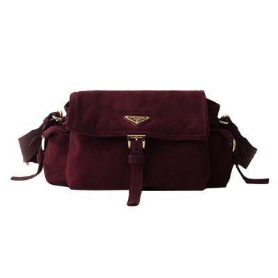 Prada Explore medium suede shoulder bag with flap