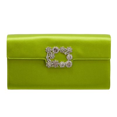 ROGER VIVIER Efflorescence buckled crystal embellished satin clutch