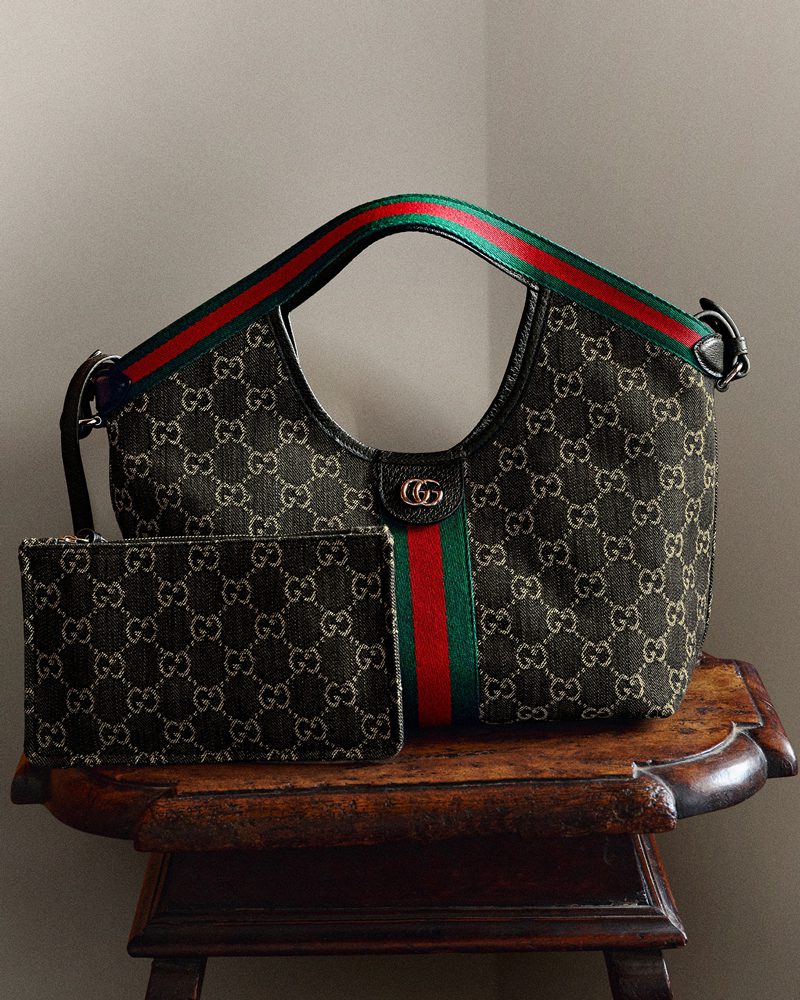 Gucci Black Denim Giglio Tote
