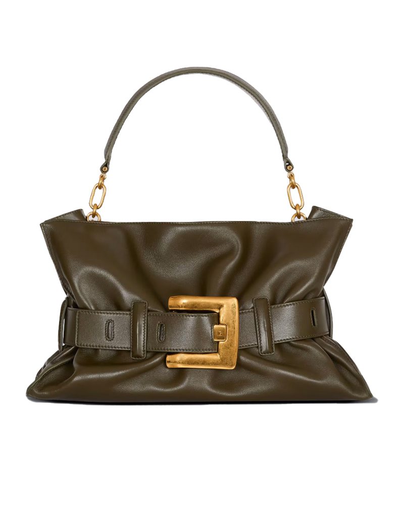 Balmain Medium Anthem bag in calfskin leather in khaki Balmain Medium Anthem bag in calfskin Khaki leather