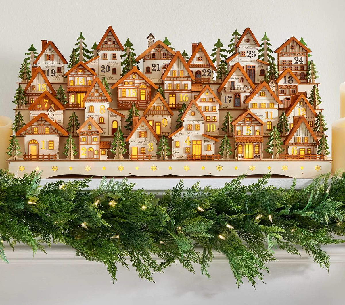 Balsam HIll Lit Wooden Alpine Village Advent Calendar